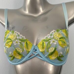 Victorias Secret Nwt Dream Angels Blue w/ Lemons Unlined Uplift Sling Bra